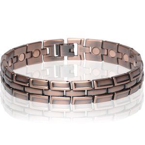 Antique Copper Tone Magnetic Link Bracelet - Arthritis Pain Relieve Bracelet